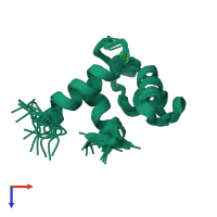 PDB entry 2lqp coloured by chain, ensemble of 19 models, top view.