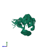 PDB entry 2lqq coloured by chain, ensemble of 20 models, side view.