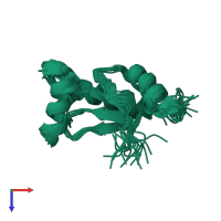 PDB entry 2lqq coloured by chain, ensemble of 20 models, top view.