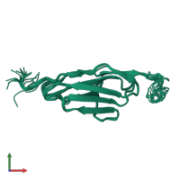 PDB entry 2lqr coloured by chain, ensemble of 20 models, front view.