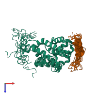 PDB entry 2lr1 coloured by chain, ensemble of 20 models, top view.