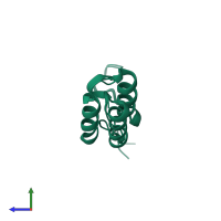 PDB entry 2lr2 coloured by chain, ensemble of 2 models, side view.