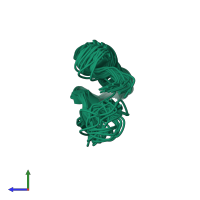 PDB entry 2lr5 coloured by chain, ensemble of 20 models, side view.