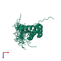 PDB entry 2lr8 coloured by chain, ensemble of 20 models, top view.