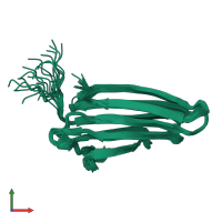 PDB entry 2lrg coloured by chain, ensemble of 20 models, front view.