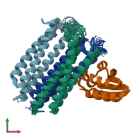 PDB entry 2lrl coloured by chain, ensemble of 20 models, front view.