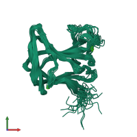PDB entry 2lro coloured by chain, ensemble of 20 models, front view.