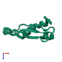 PDB entry 2lrs coloured by chain, ensemble of 20 models, top view.