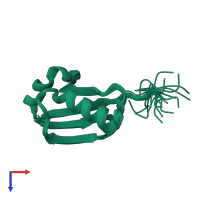PDB entry 2lrw coloured by chain, ensemble of 20 models, top view.