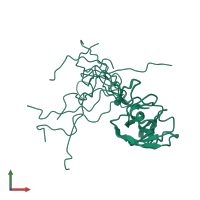 PDB entry 2ls0 coloured by chain, ensemble of 10 models, front view.