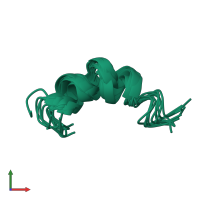 PDB entry 2lsa coloured by chain, ensemble of 10 models, front view.