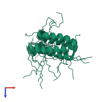 PDB entry 2lse coloured by chain, ensemble of 20 models, top view.