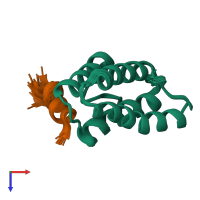 PDB entry 2lsj coloured by chain, ensemble of 20 models, top view.