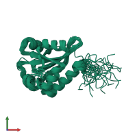 PDB entry 2lst coloured by chain, ensemble of 20 models, front view.