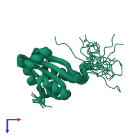 PDB entry 2lst coloured by chain, ensemble of 20 models, top view.