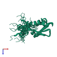 PDB entry 2ltm coloured by chain, ensemble of 20 models, top view.