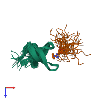 PDB entry 2lto coloured by chain, ensemble of 20 models, top view.