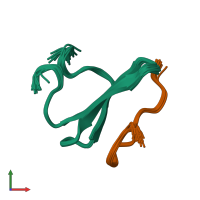 PDB entry 2ltw coloured by chain, ensemble of 30 models, front view.
