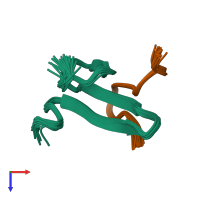 PDB entry 2ltw coloured by chain, ensemble of 30 models, top view.