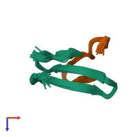 PDB entry 2lty coloured by chain, ensemble of 30 models, top view.