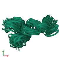 PDB entry 2lu0 coloured by chain, ensemble of 20 models, front view.