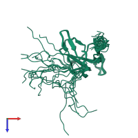 PDB entry 2lu3 coloured by chain, ensemble of 20 models, top view.