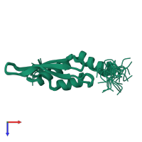 PDB entry 2luq coloured by chain, ensemble of 20 models, top view.