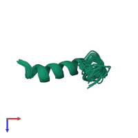 PDB entry 2luv coloured by chain, ensemble of 20 models, top view.