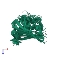 PDB entry 2luz coloured by chain, ensemble of 20 models, top view.