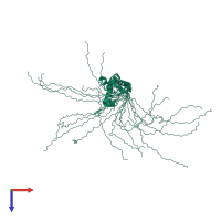 PDB entry 2lv1 coloured by chain, ensemble of 20 models, top view.