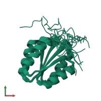 PDB entry 2lv8 coloured by chain, ensemble of 20 models, front view.