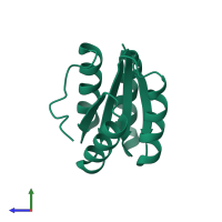 De novo designed rossmann 2x2 fold protein in PDB entry 2lv8, assembly 1, side view.