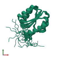 PDB entry 2lvb coloured by chain, ensemble of 20 models, front view.