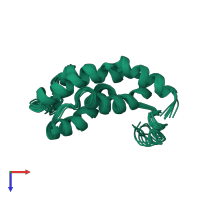 PDB entry 2lvf coloured by chain, ensemble of 12 models, top view.