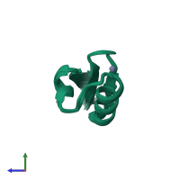 PDB entry 2lvh coloured by chain, ensemble of 10 models, side view.