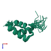 PDB entry 2lvn coloured by chain, ensemble of 20 models, top view.