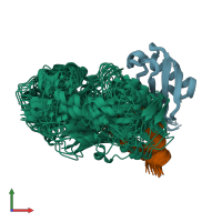 PDB entry 2lvq coloured by chain, ensemble of 24 models, front view.