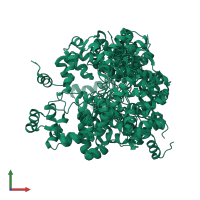 PDB entry 2lvs coloured by chain, ensemble of 20 models, front view.