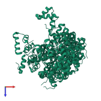 PDB entry 2lvs coloured by chain, ensemble of 20 models, top view.