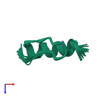 PDB entry 2lvu coloured by chain, ensemble of 20 models, top view.