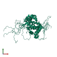 PDB entry 2lvv coloured by chain, ensemble of 10 models, front view.