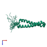 PDB entry 2lw1 coloured by chain, ensemble of 20 models, top view.