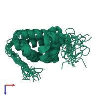 PDB entry 2lw4 coloured by chain, ensemble of 20 models, top view.