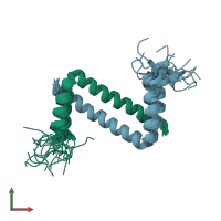 PDB entry 2lw9 coloured by chain, ensemble of 20 models, front view.