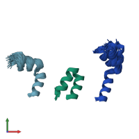 PDB entry 2lwa coloured by chain, ensemble of 20 models, front view.