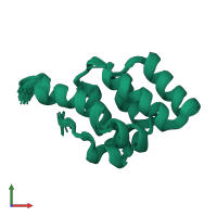 PDB entry 2lwe coloured by chain, ensemble of 20 models, front view.