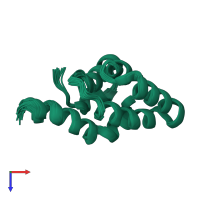 PDB entry 2lwe coloured by chain, ensemble of 20 models, top view.