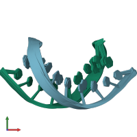 PDB entry 2lwg coloured by chain, ensemble of 11 models, front view.