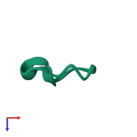 PDB entry 2lws coloured by chain, ensemble of 20 models, top view.