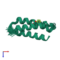 PDB entry 2lxy coloured by chain, ensemble of 32 models, top view.